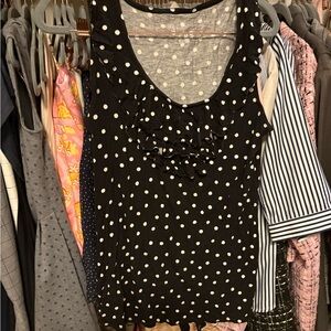 Polka Dot Ruffle Sleeveless Top